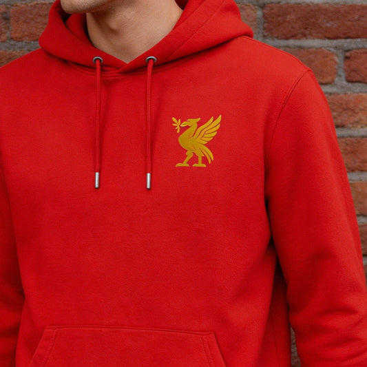 Liverpool Gold effect Liver Bird emblem 320gsm hoodie